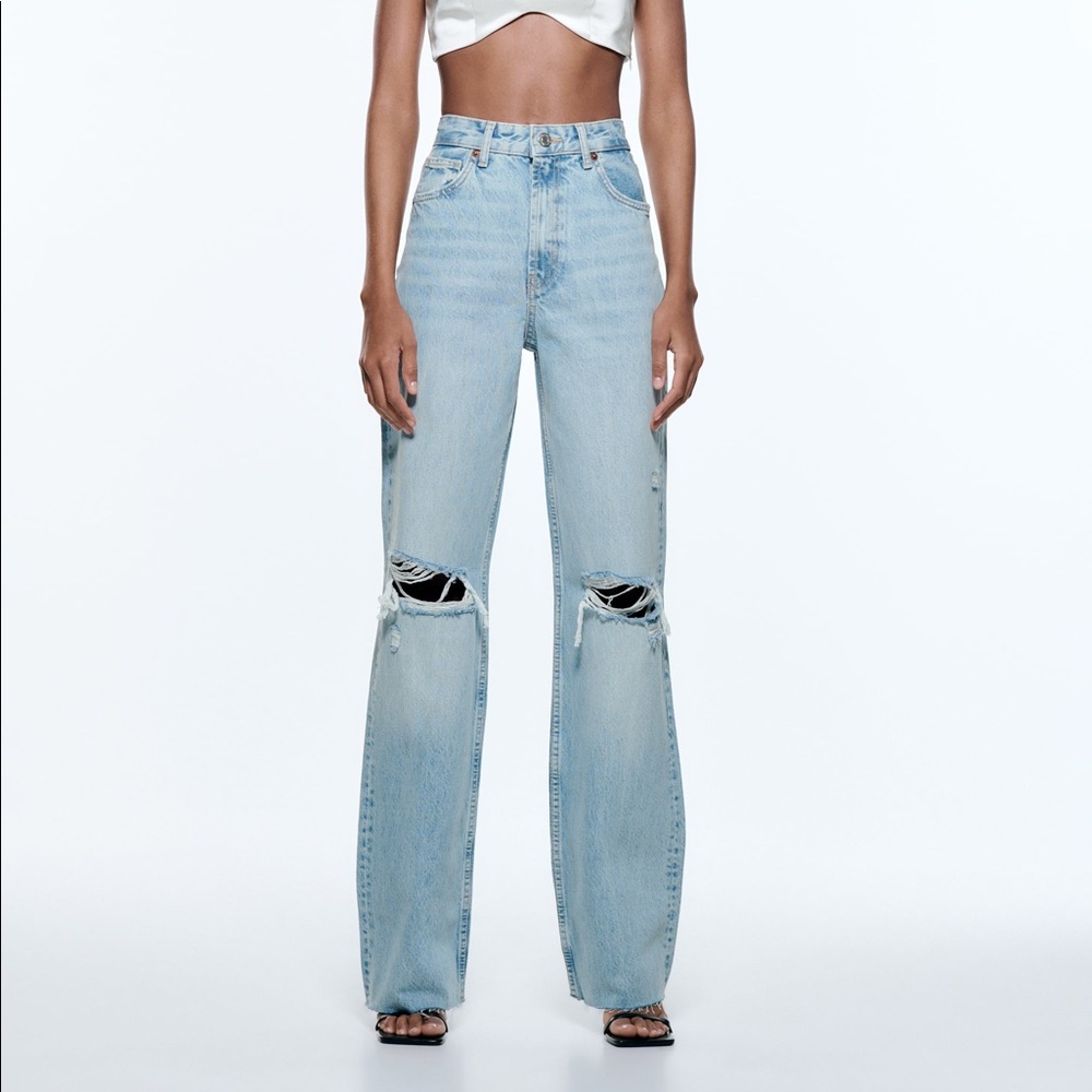 NWT Zara High Waist Wide Leg Denim Jeans